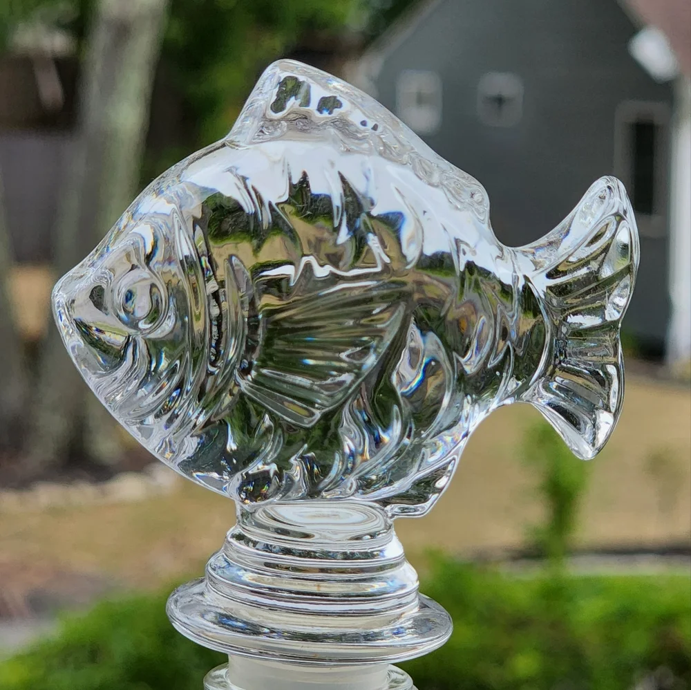 Mikasa Crystal Fish Wine Bottle Stopper‎ 5.5in x 2.75in